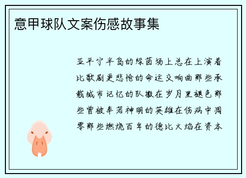 意甲球队文案伤感故事集